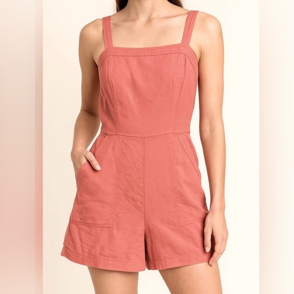 Old Navy Pants - Old Navy Coral Linen-Blend Sleeveless Romper